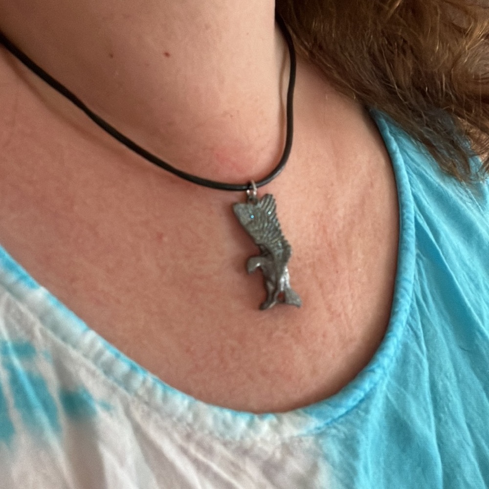 pewter eagle pendant perched wings up
